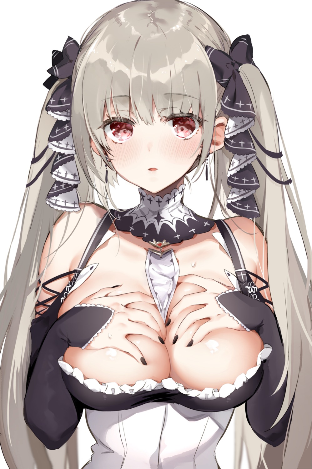 artist_revision azur_lane breast_grab cleavage formidable_(azur_lane) gothic_lolita lolita_fashion no_bra sino_(sionori)