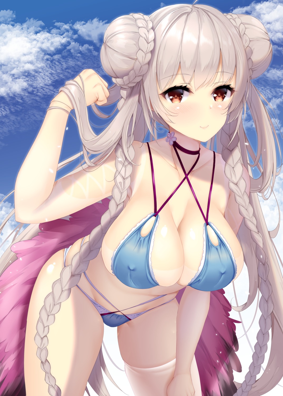 azur_lane bikini erect_nipples formidable_(azur_lane) fukuda_shuushi swimsuits thighhighs