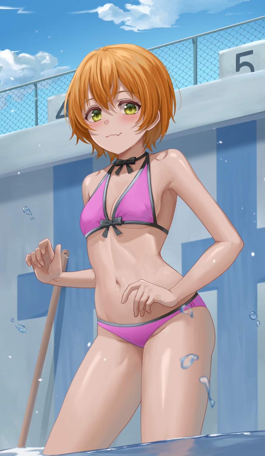 bikini cleavage hoshizora_rin love_live! swimsuits wet yj