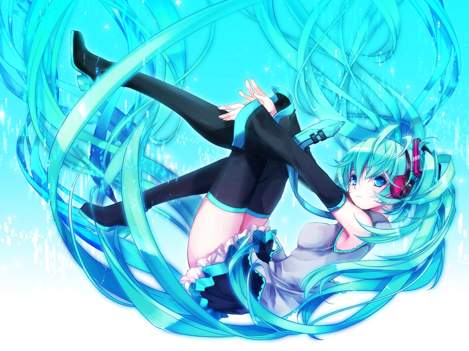 hatsune_miku thighhighs vocaloid wallpaper yuuki_kira