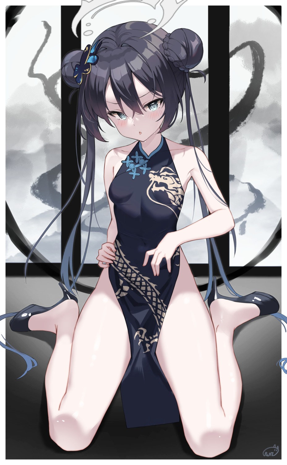 blue_archive chinadress halo heels loli nopan pu_ht ryuuge_kisaki