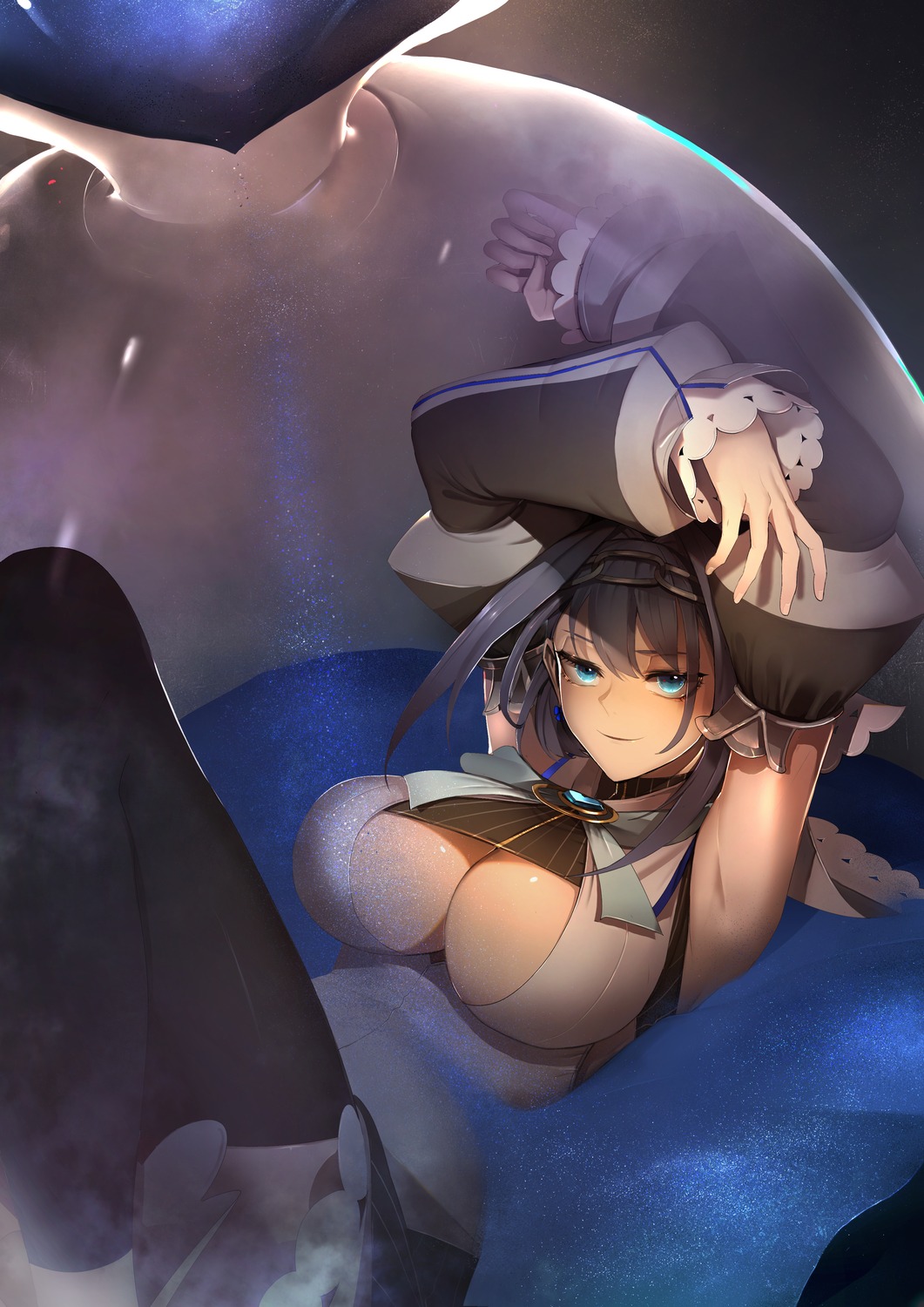 hololive hololive_english no_bra ouro_kronii ro_g_(oowack) thighhighs
