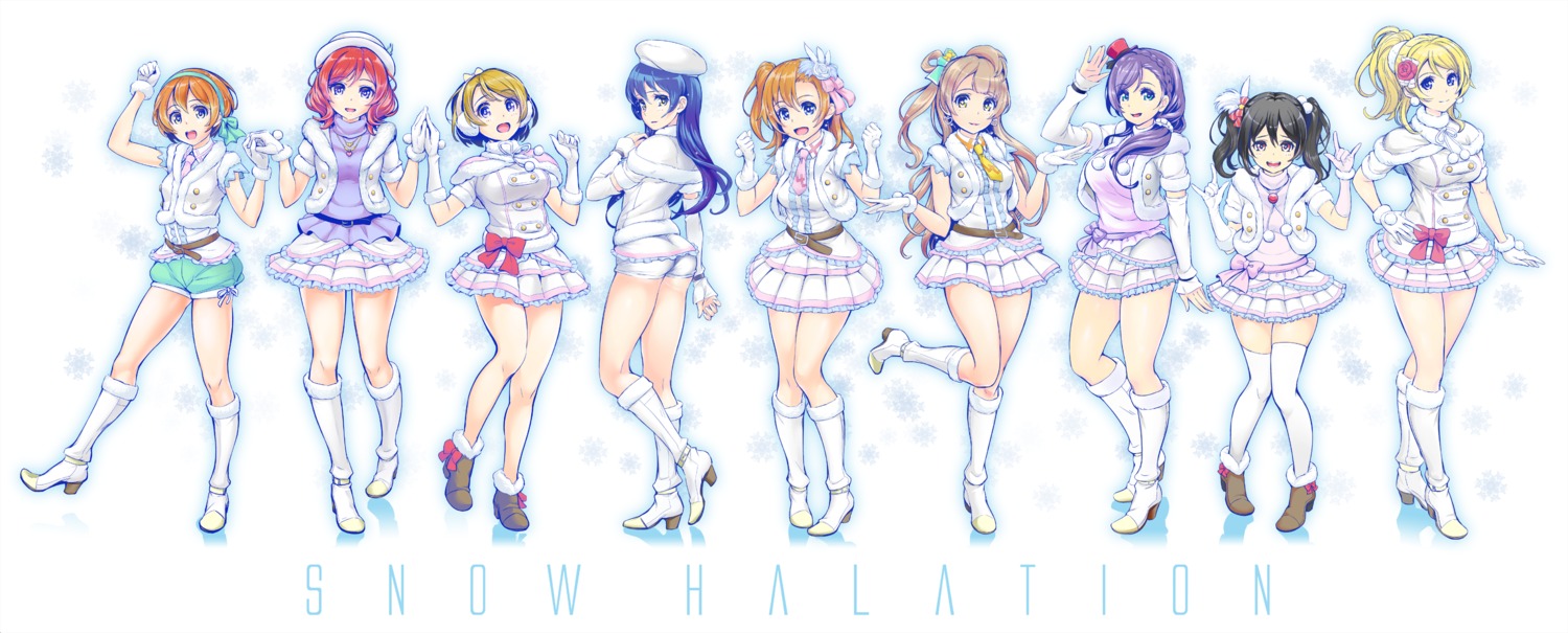 ass ayase_eli heels hoshizora_rin kima-gray koizumi_hanayo kousaka_honoka love_live! minami_kotori nishikino_maki sonoda_umi sweater thighhighs toujou_nozomi yazawa_nico