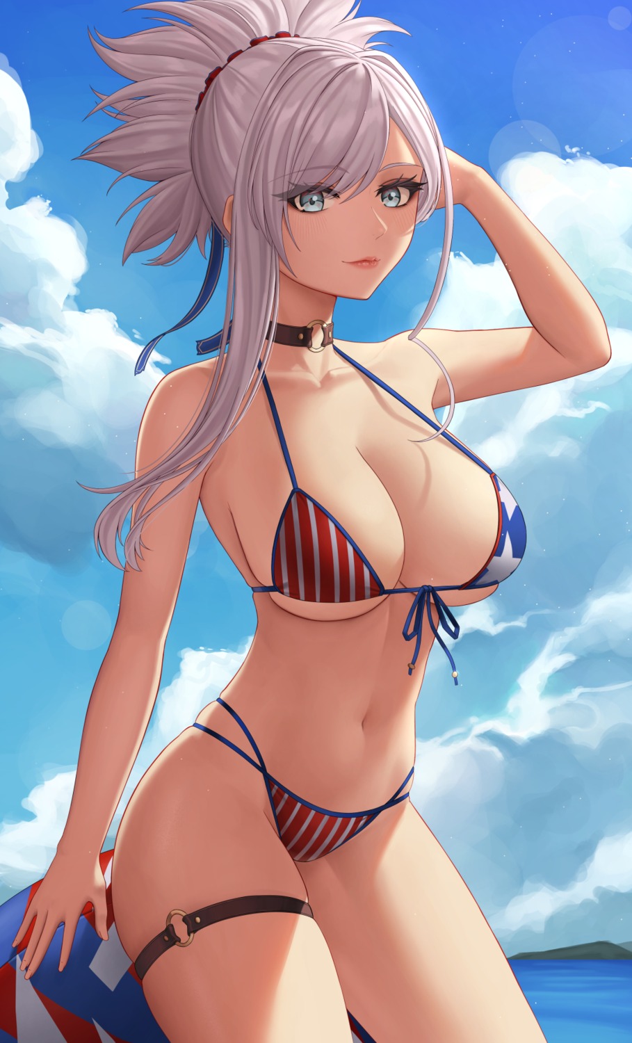 bikini fate/grand_order garter miyamoto_musashi_(fate/grand_order) swimsuits zaphn