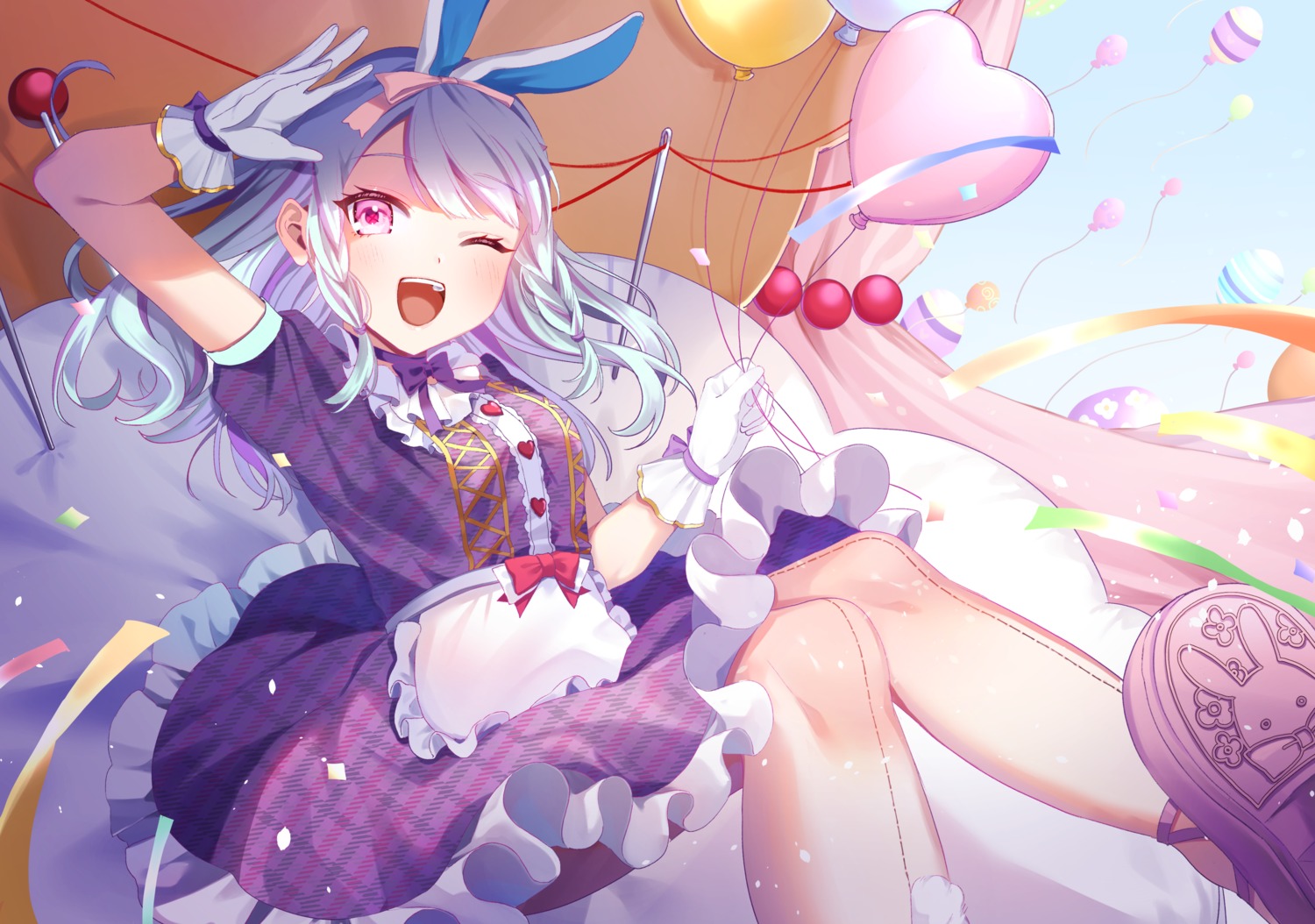 animal_ears bunny_ears chosu dress skirt_lift