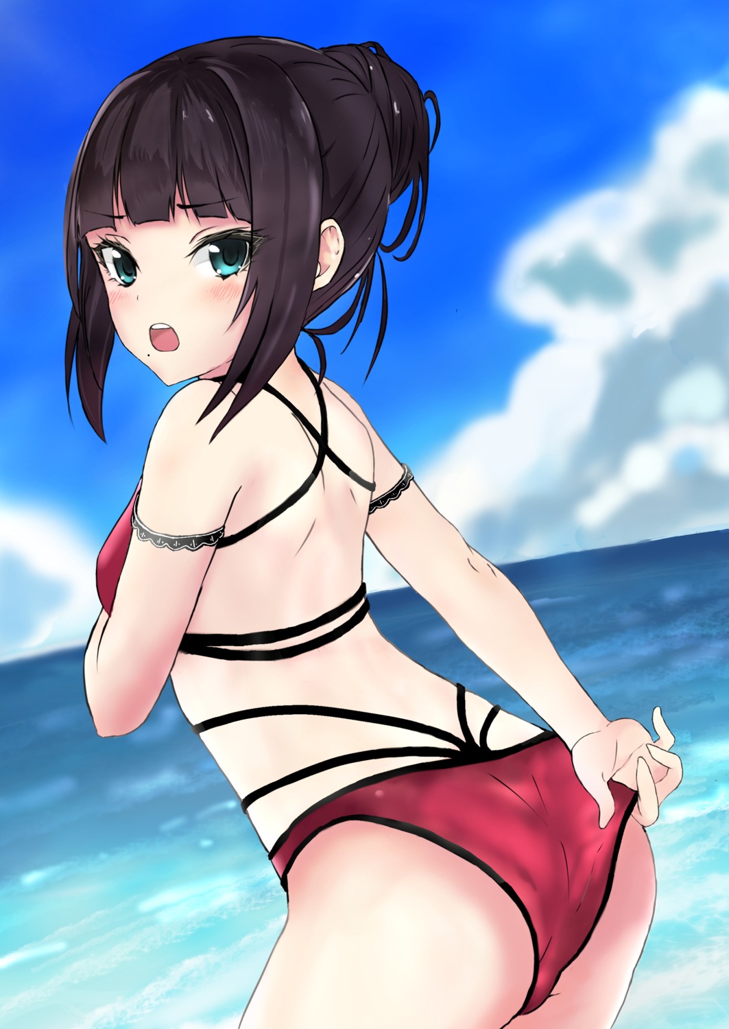 ass bikini breast_hold hems5288 kurosawa_dia love_live!_sunshine!! swimsuits wet