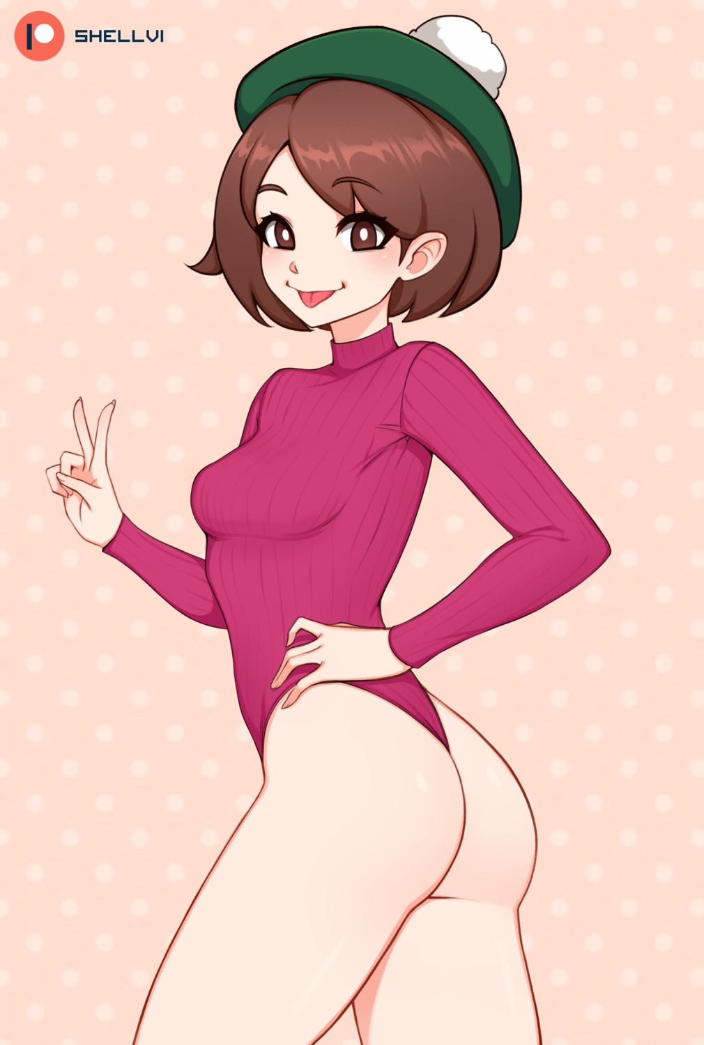 ass leotard pokemon pokemon_swsh shellvi sweater yuuri_(pokemon)