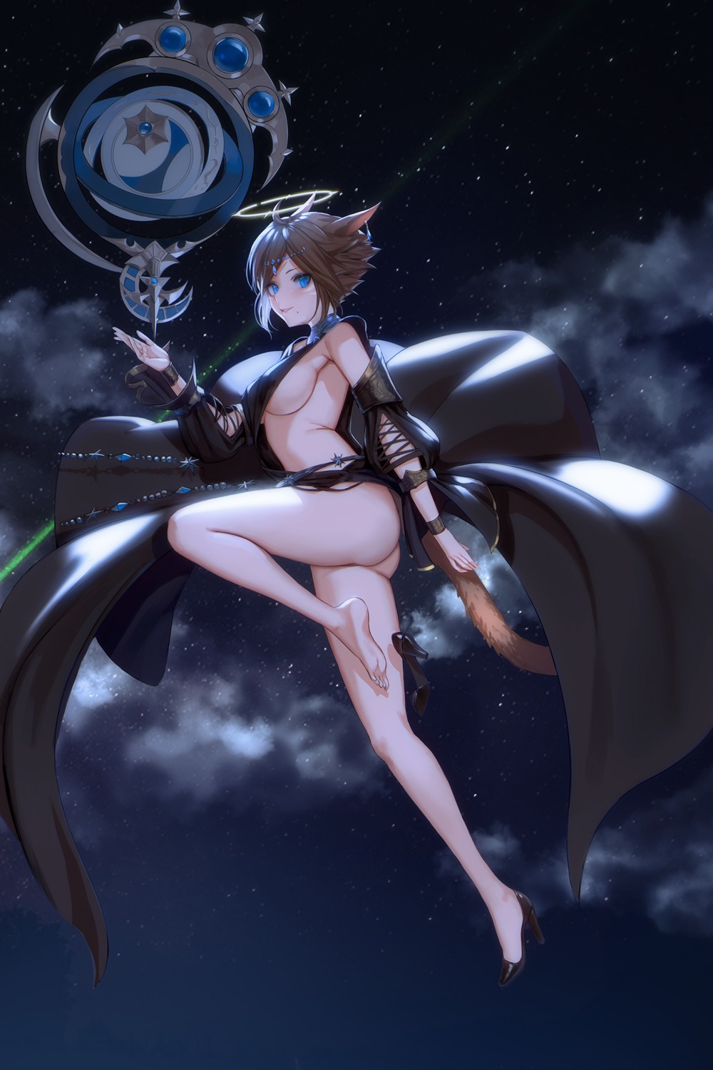 animal_ears ass egk513 feet final_fantasy final_fantasy_xiv heels miqo'te no_bra nopan tail