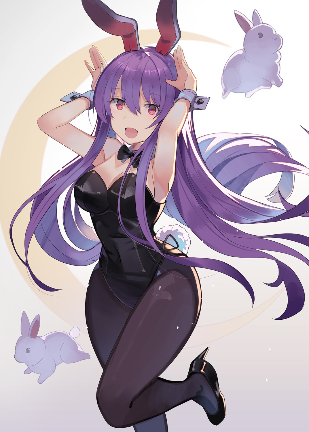 animal_ears bunny_ears bunny_girl cleavage heels pantyhose reisen_udongein_inaba rin_falcon tail touhou