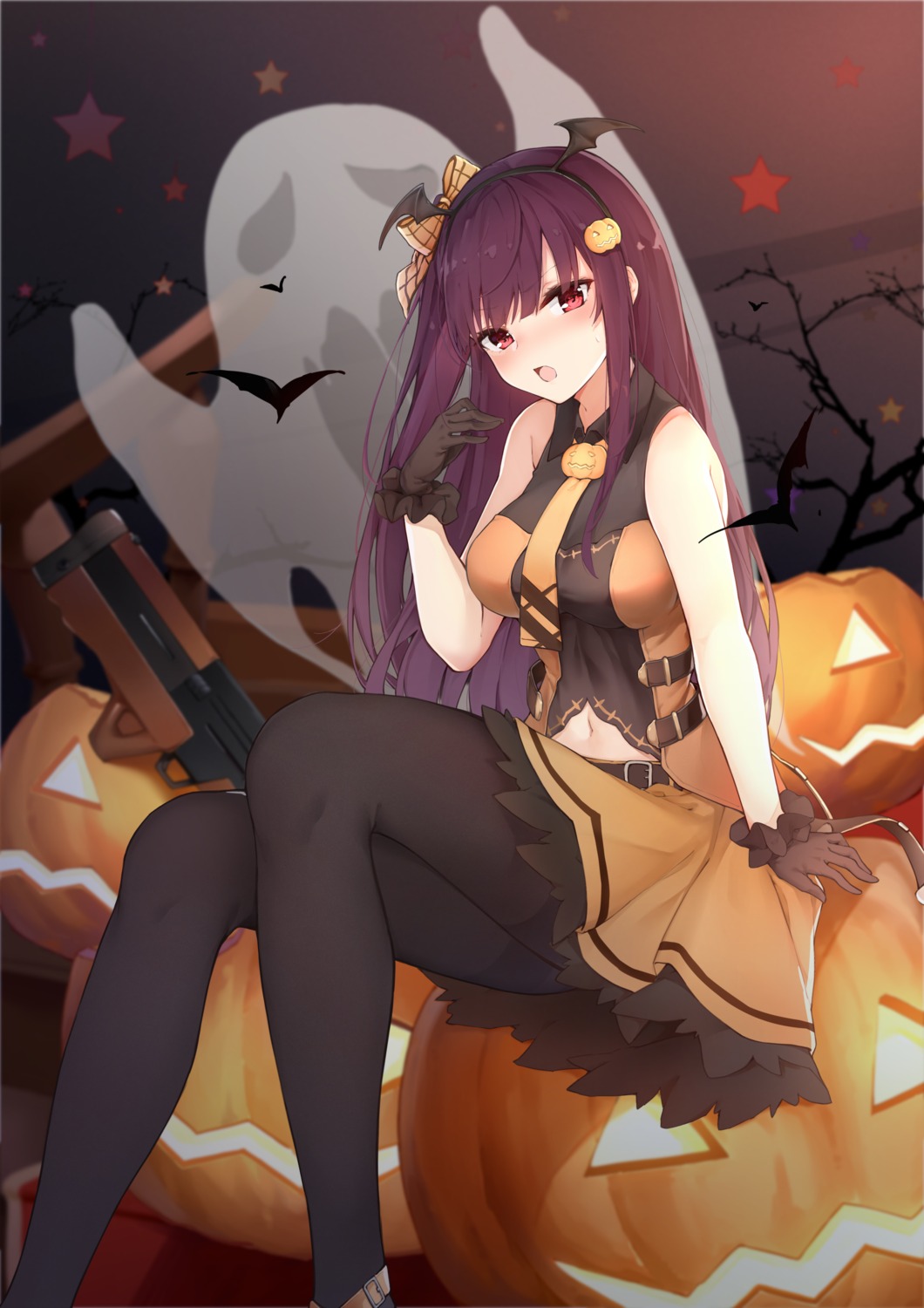 girls_frontline halloween jun.bit pantyhose wa2000_(girls_frontline) wings