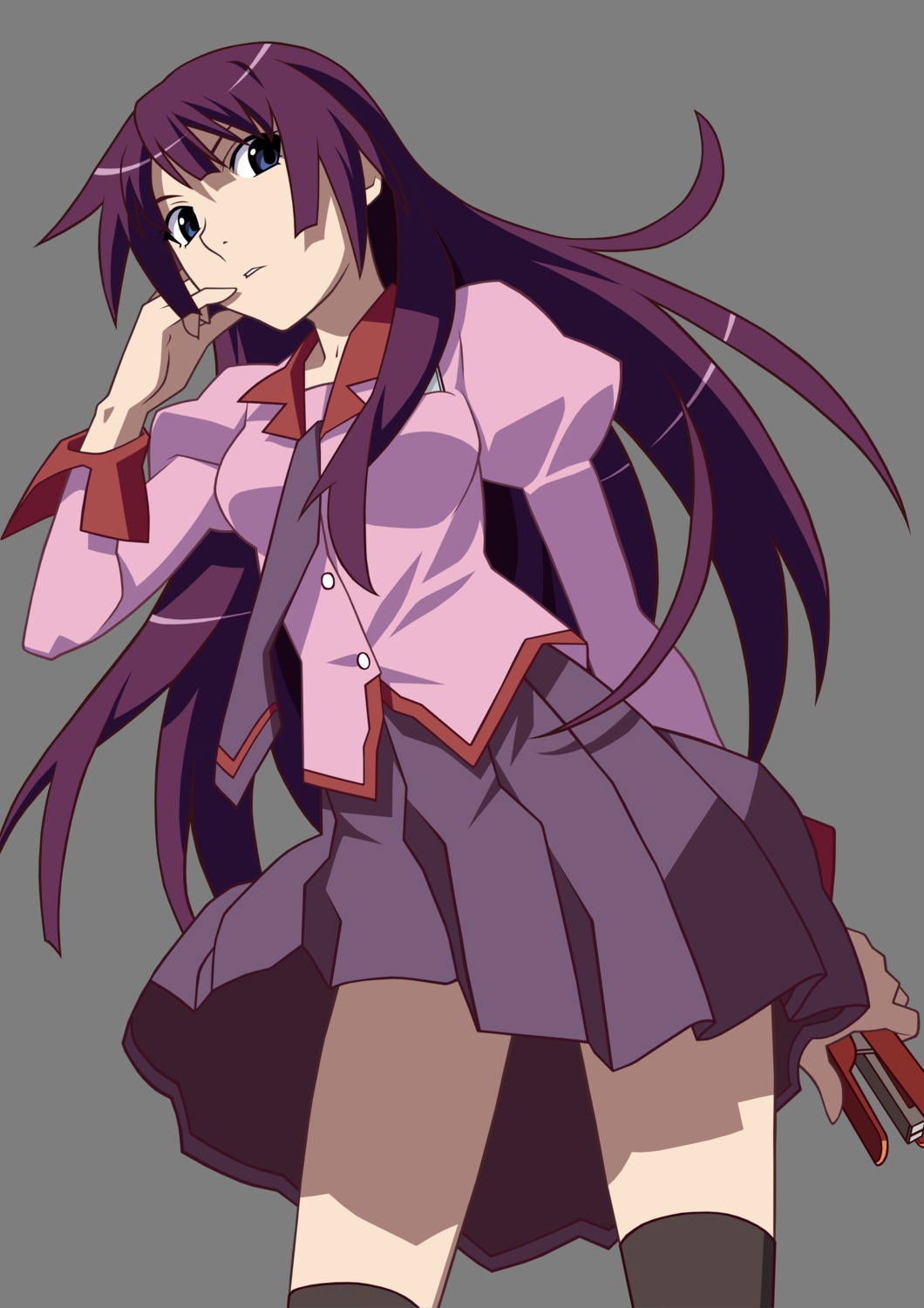 bakemonogatari monogatari_(series) seifuku senjougahara_hitagi transparent_png vector_trace