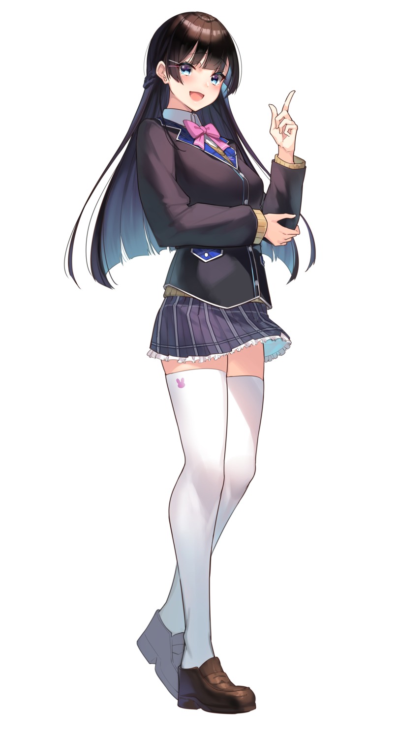 nijisanji seifuku skirt_lift sweater thighhighs tsukino_mito yamanokami_eaka