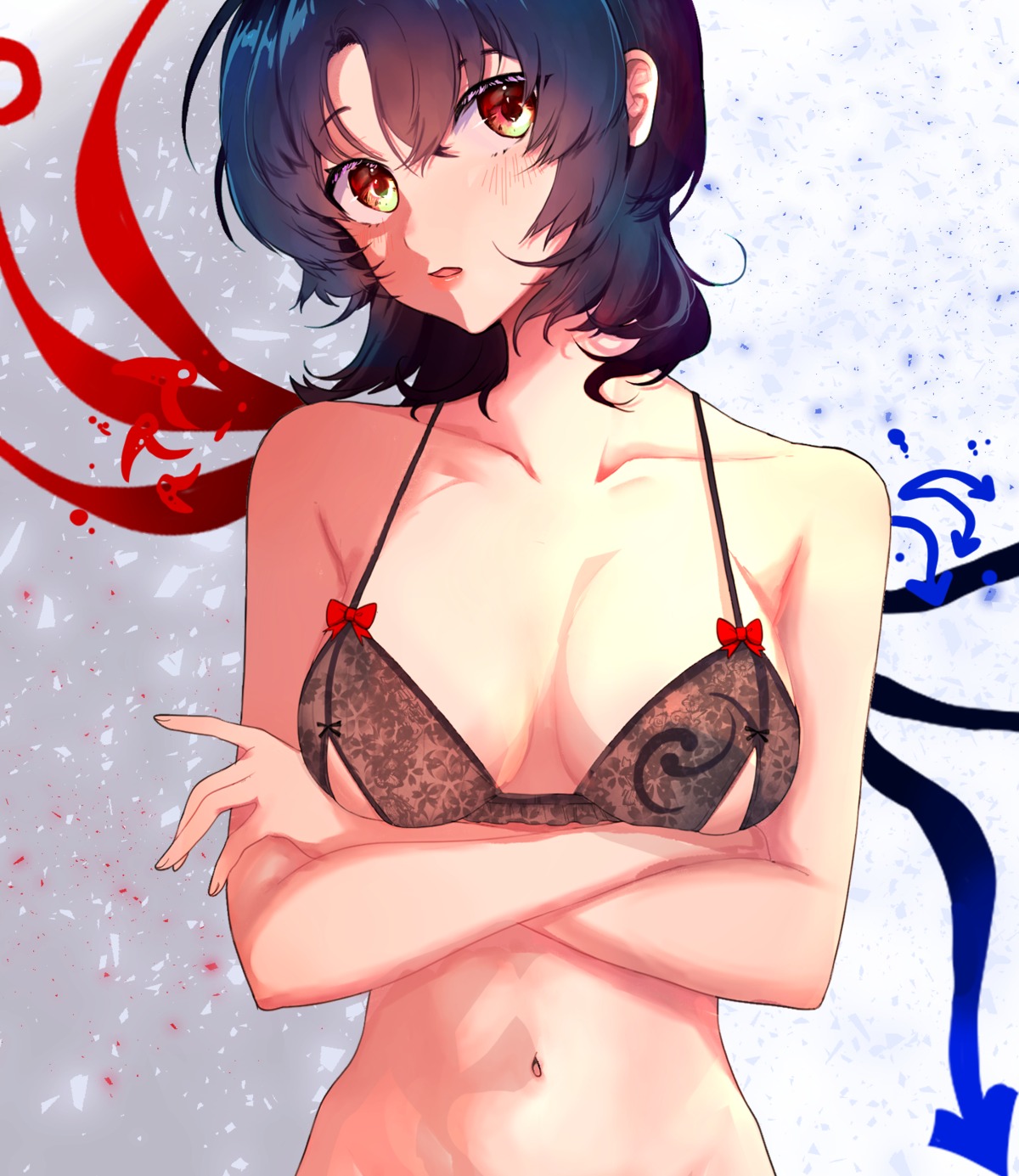 bra breast_hold houjuu_nue saple touhou wings