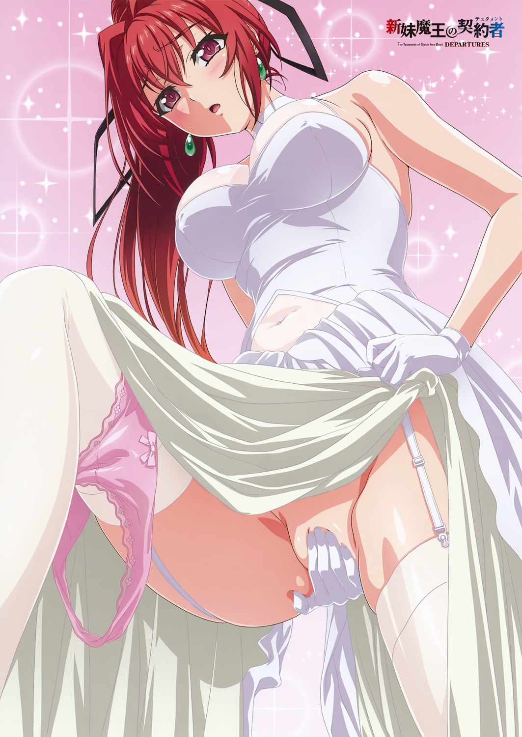 dress erect_nipples naruse_mio pantsu panty_pull see_through shinmai_maou_no_testament shinmai_maou_no_testament_departures stockings thighhighs watanabe_yoshihiro wedding_dress