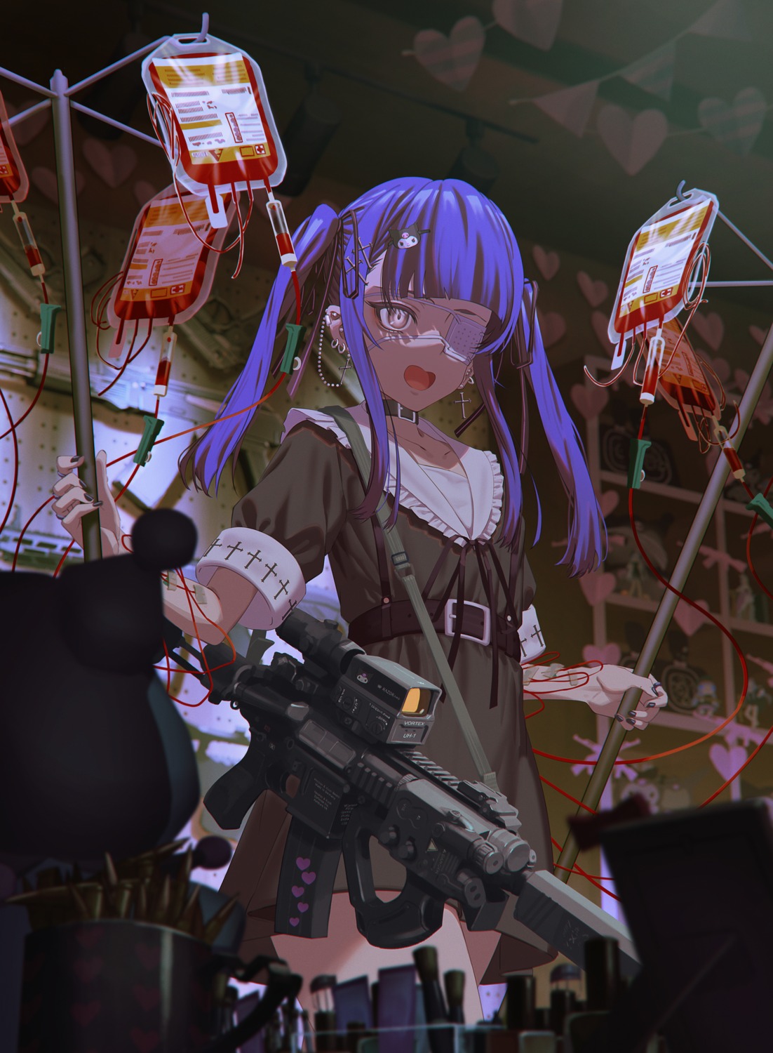 blood dress eyepatch gun hironii_(hirofactory) loli lolita_fashion