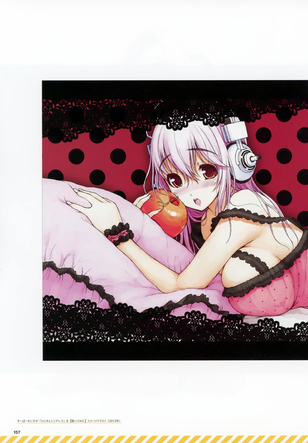 bleed_through headphones lingerie parody romeo_and_cinderella_(vocaloid) sonico super_sonico tsuji_santa vocaloid