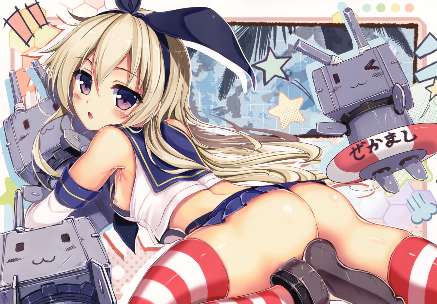 akabane_(zebrasmise) ass bandaid fixed kantai_collection loli nopan pasties rensouhou-chan shimakaze_(kancolle) thighhighs zebrasmise