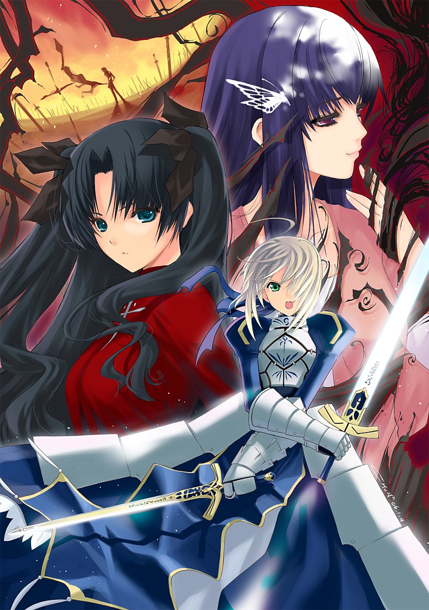 achunchun armor fate/stay_night matou_sakura saber sword toosaka_rin