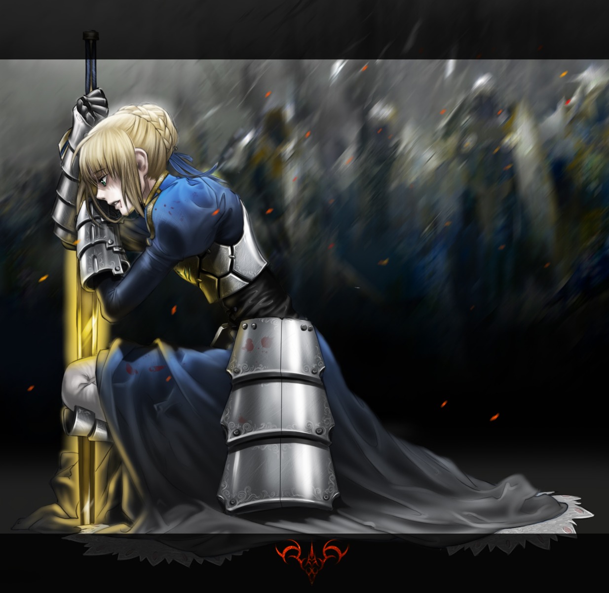 armor blood dress fate/stay_night fate/zero monkey_buonarroti saber sword