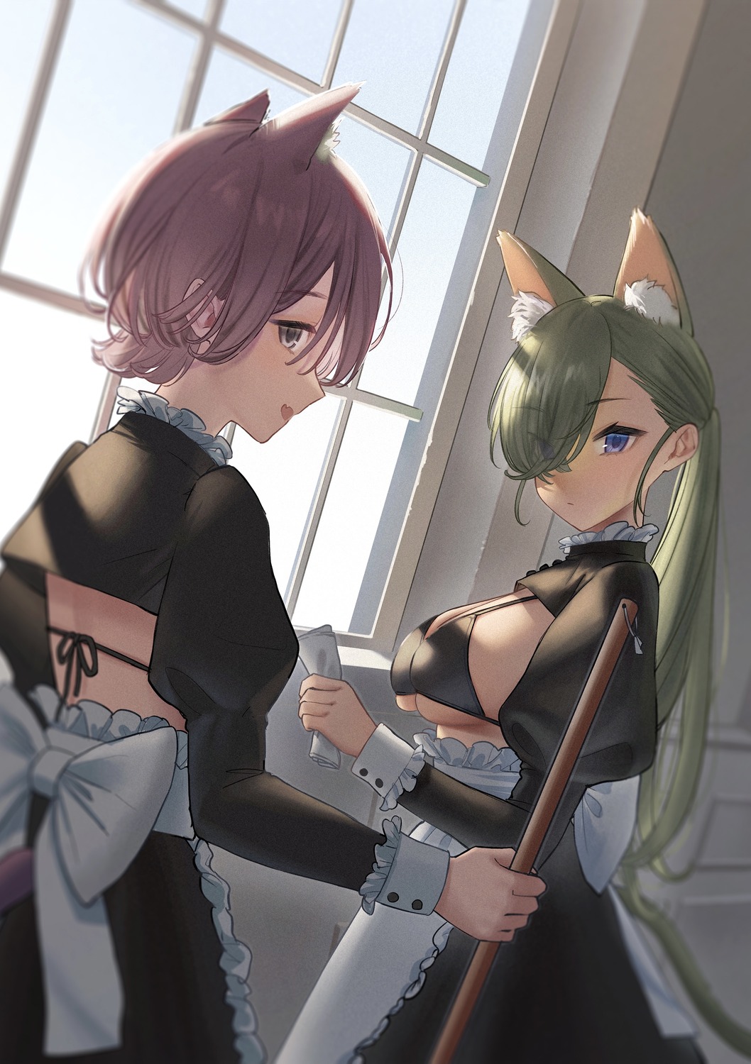 animal_ears bra jfjf maid nekomimi tail