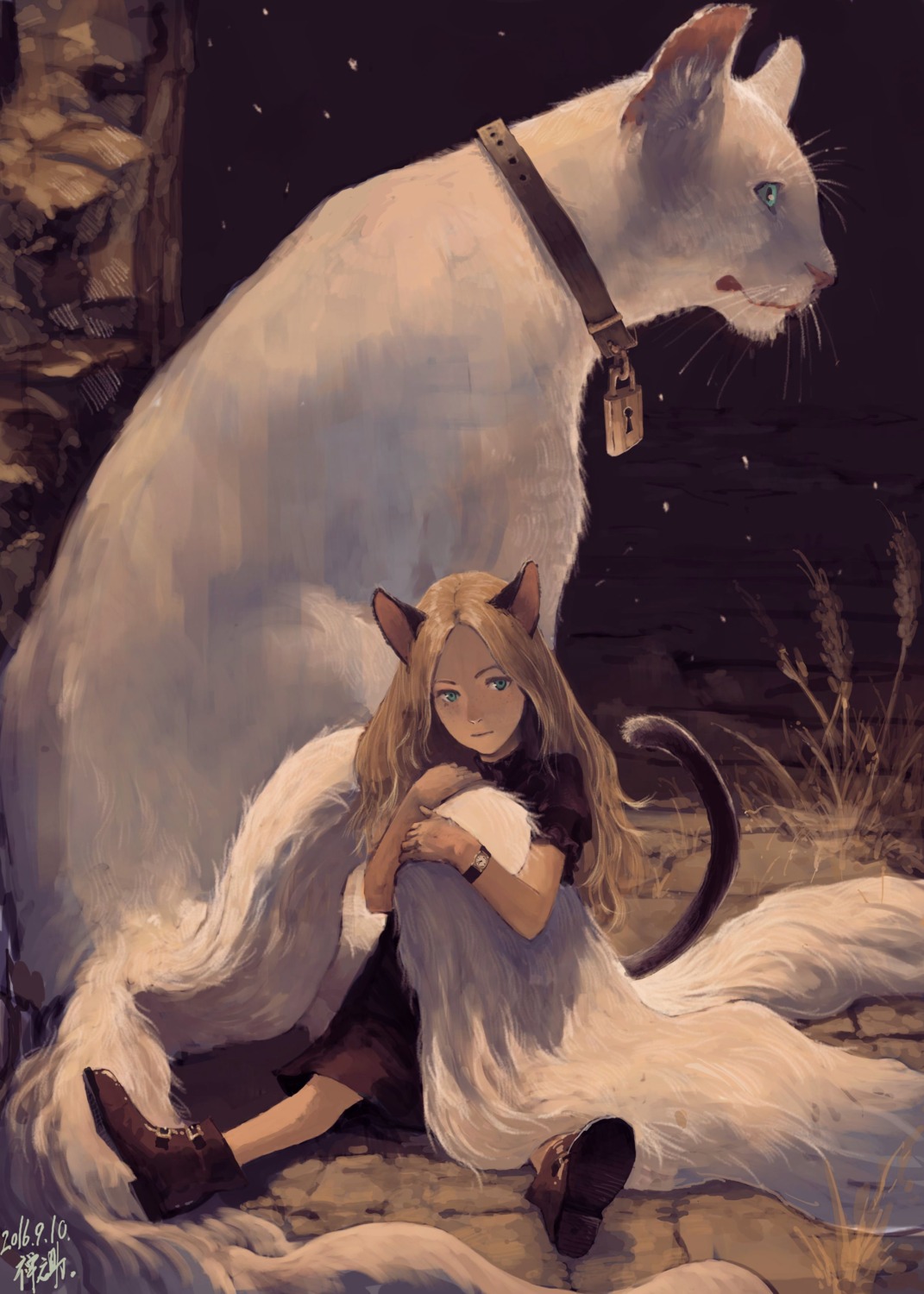 animal_ears dress heels neko nekomimi tail zennosuke