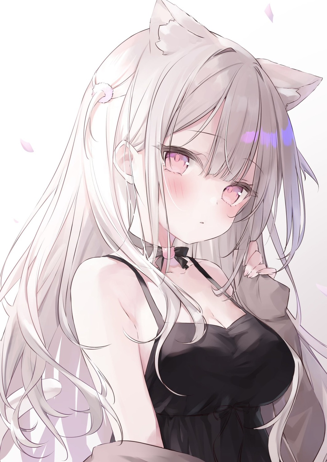 animal_ears cleavage hakua indie_virtual_youtuber nekomimi tail uise_iu