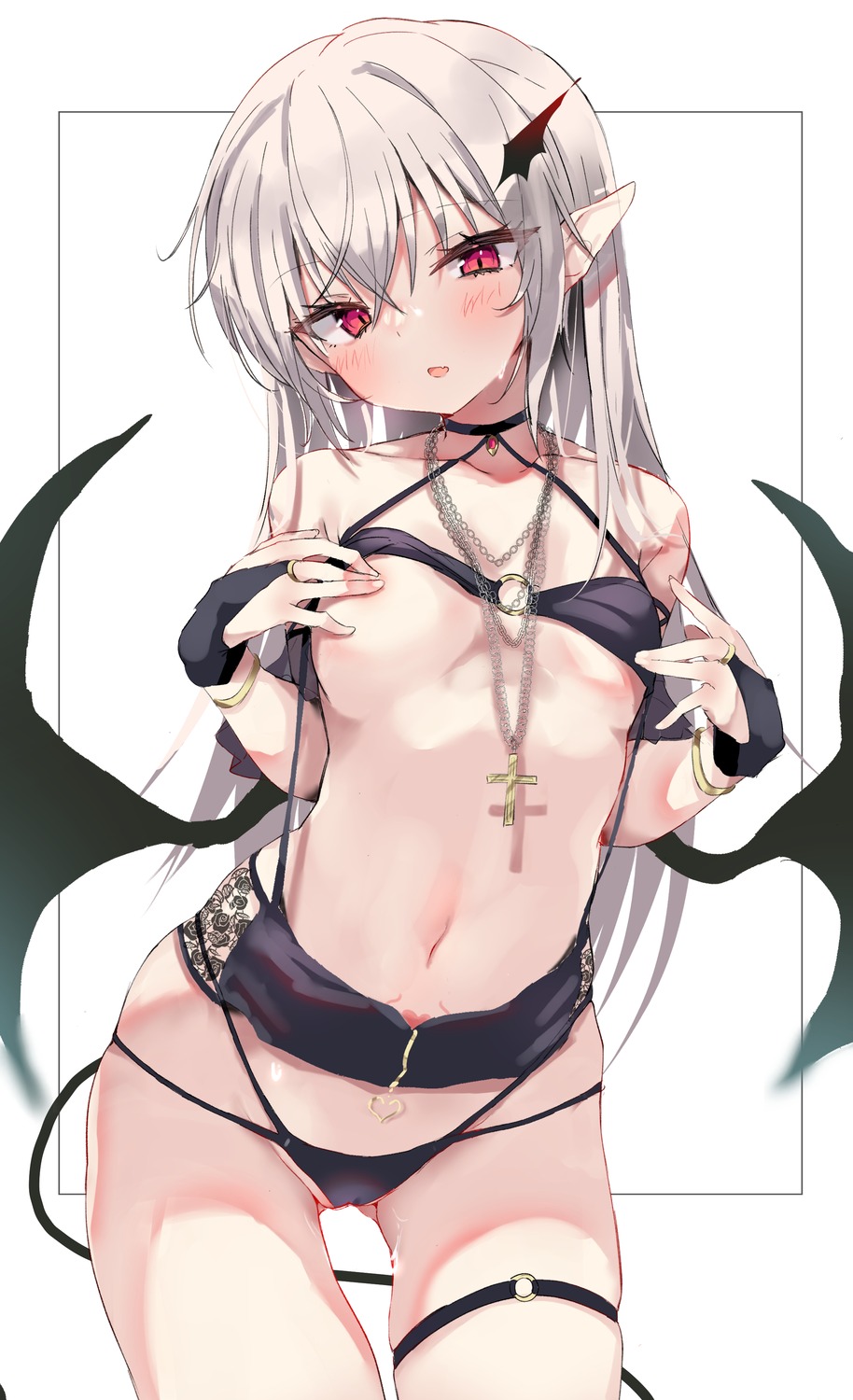 areola bra cameltoe garter loli pointy_ears tattoo thong toshizou_(0714) wings