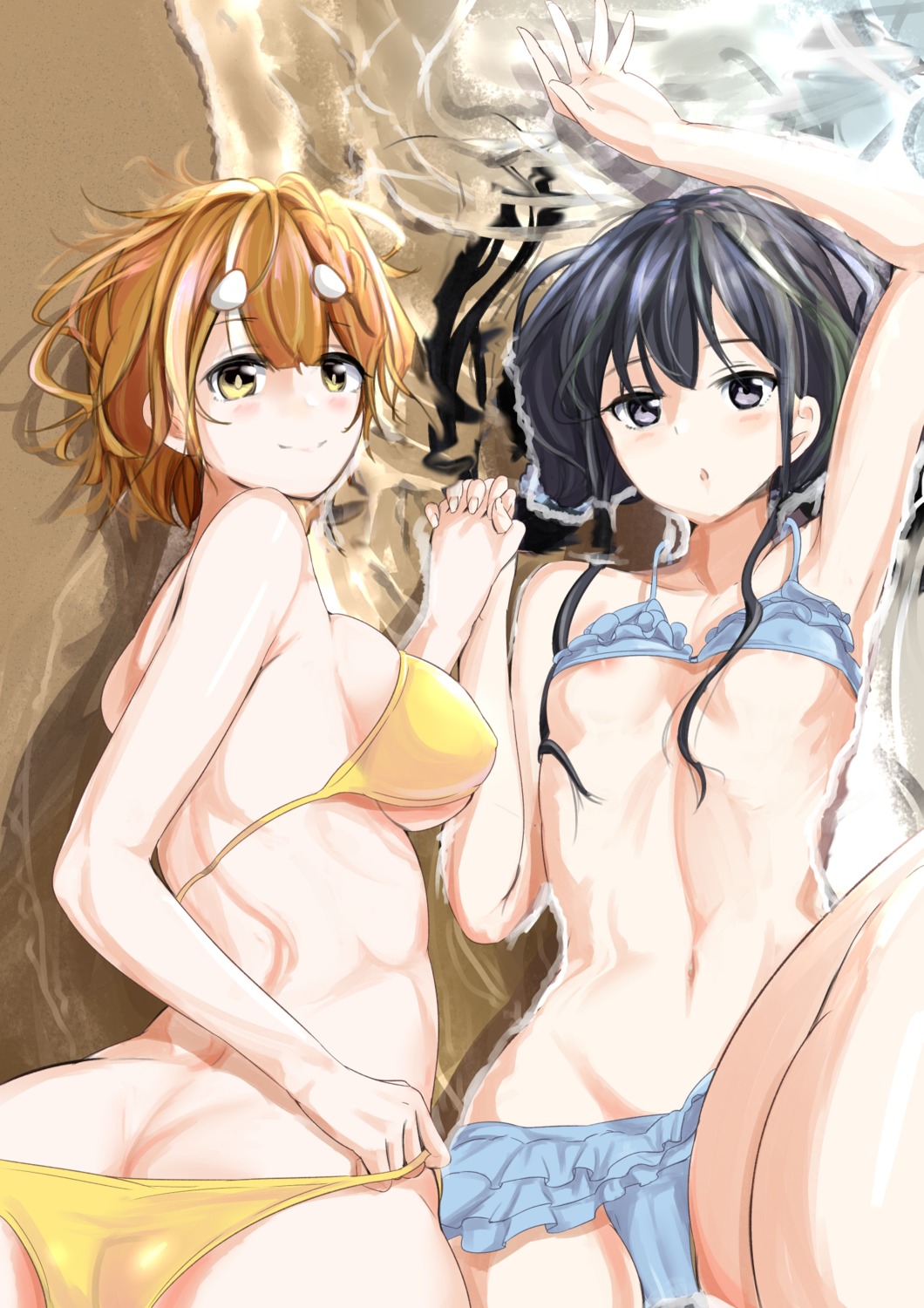 adagaki_aki areola ass bikini cameltoe erect_nipples koiwai_yoshino masamune-kun_no_revenge panty_pull schreibe_shura swimsuits undressing wet