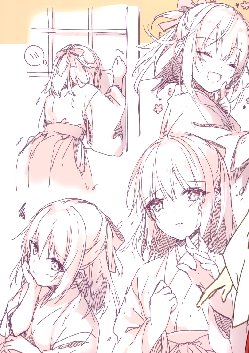 female_saniwa haru_mochi miko mochizuki_shiina sketch touken_ranbu