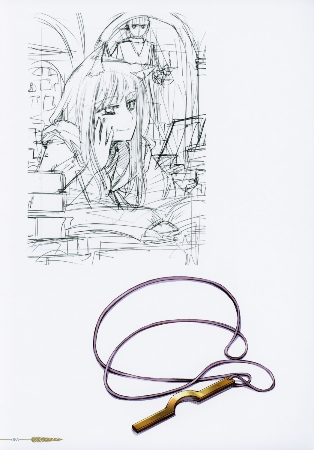 animal_ears koume_keito monochrome sketch spice_and_wolf