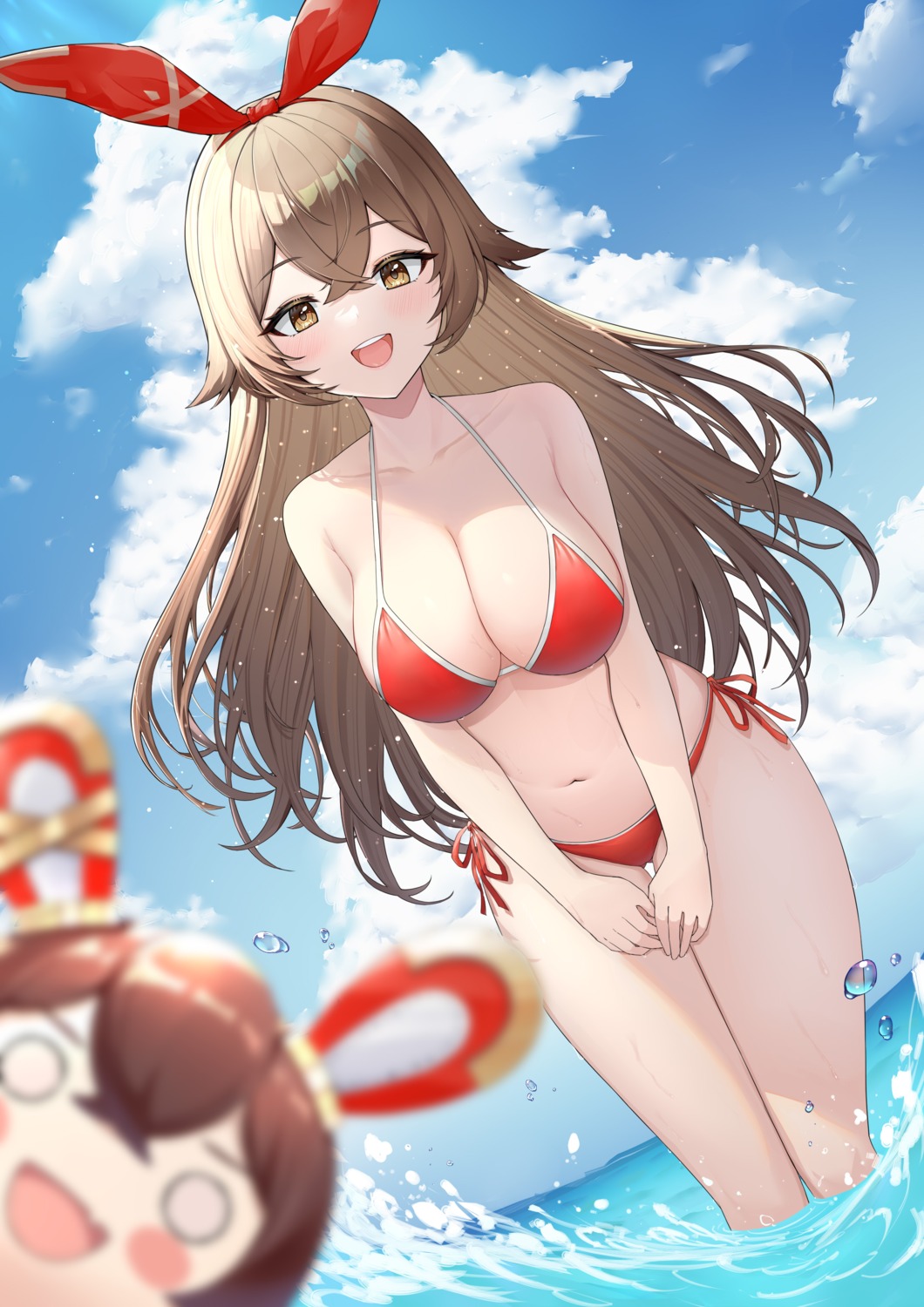 amber_(genshin_impact) baron_bunny bikini genshin_impact swimsuits uka_(315302627)