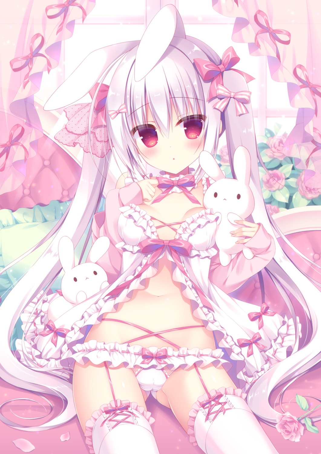 animal_ears bunny_ears cameltoe hasune lingerie pantsu stockings thighhighs