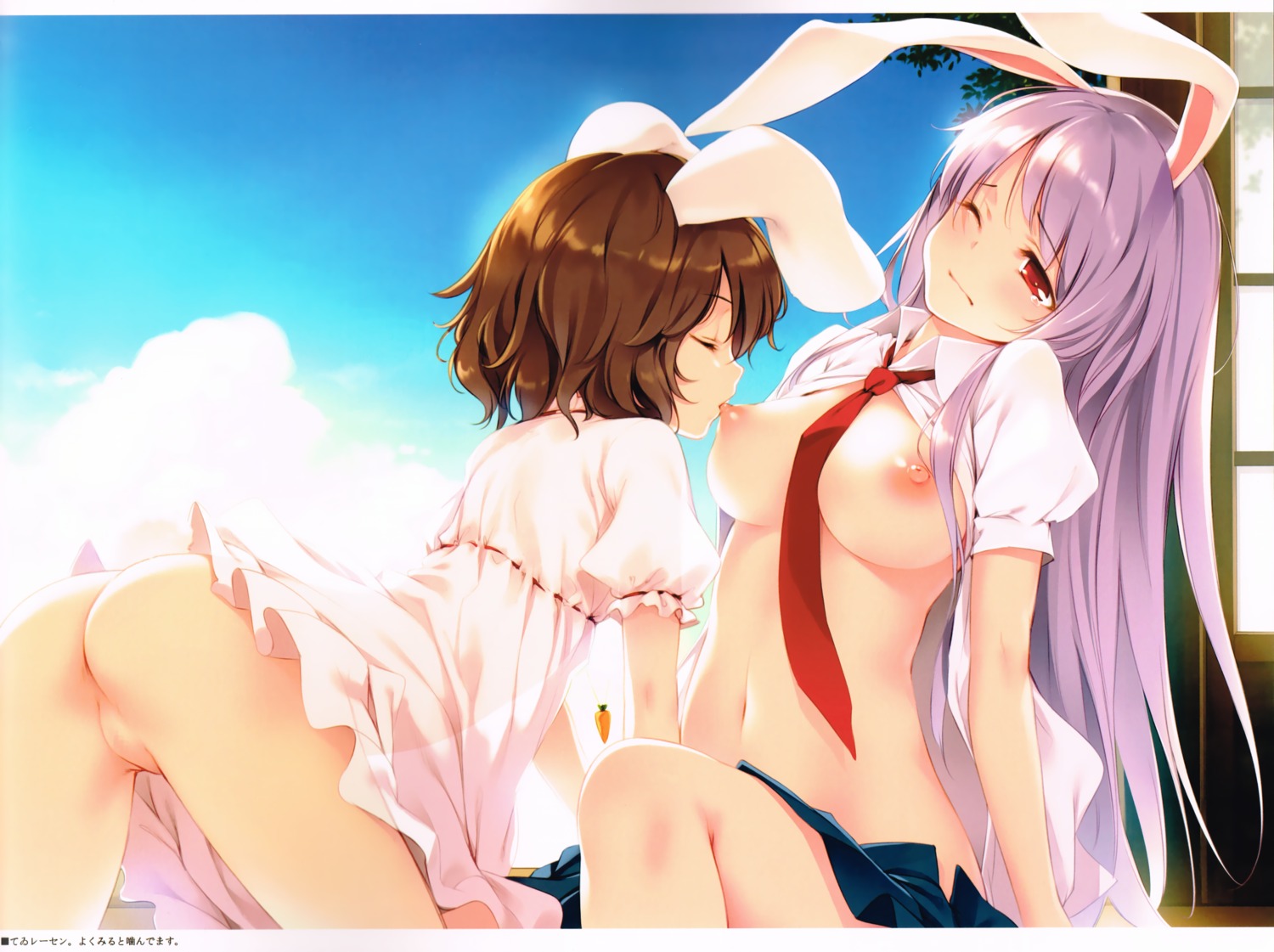 animal_ears ass breasts bunny_ears censored dress gekidoku_shoujo inaba_tewi ke-ta nipples no_bra nopan pussy reisen_udongein_inaba touhou yuri