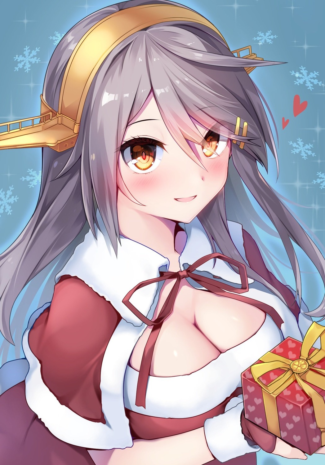 christmas cleavage haruna_(kancolle) kantai_collection tsukui_kachou