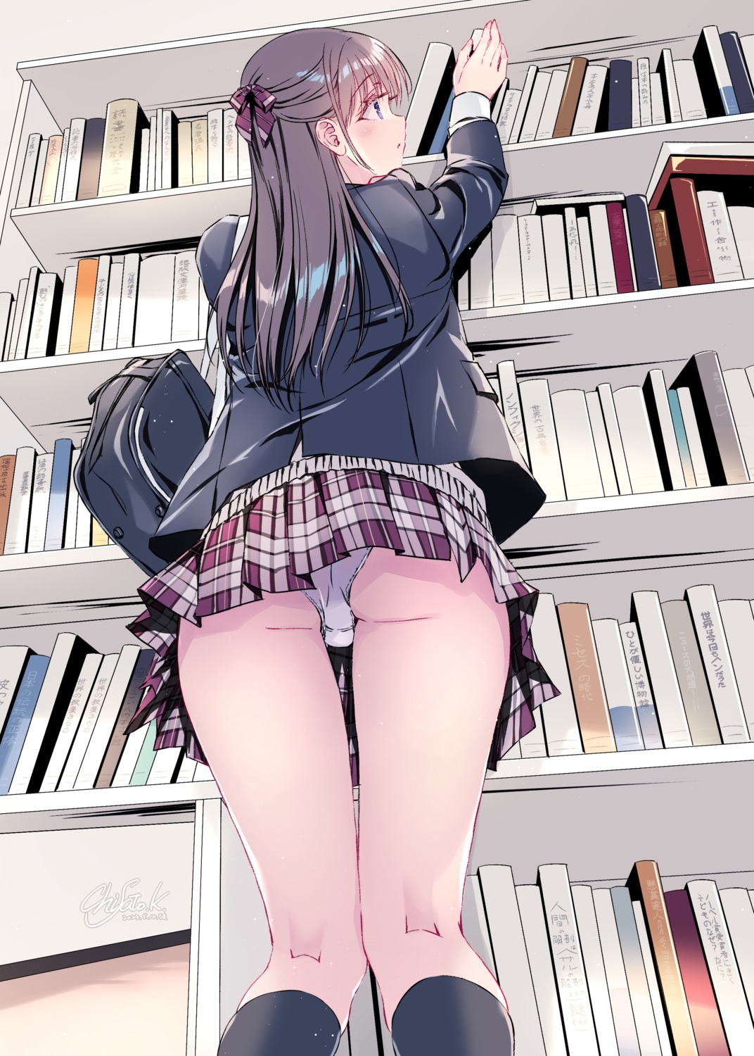 ass kobayashi_chisato pantsu seifuku shishunki_complex sketch skirt_lift sweater