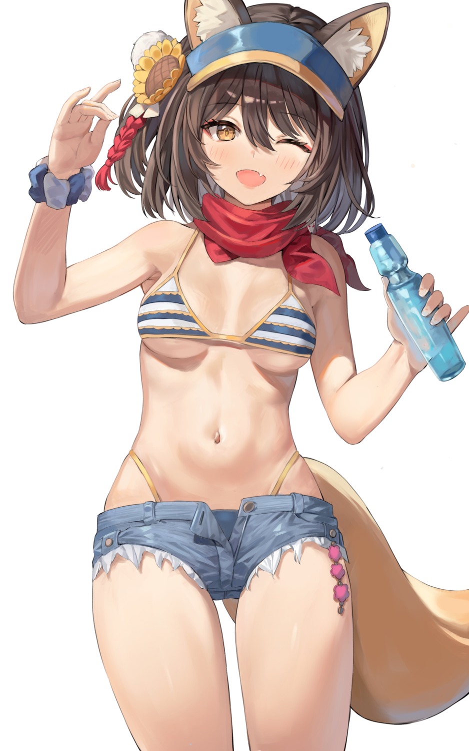 animal_ears bikini blue_archive kitsune kuda_izuna rangen swimsuits tail