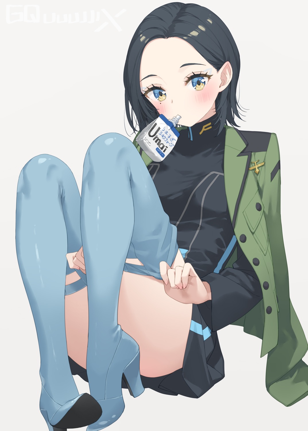 comoli_harcourt gundam gundam_gquuuuuux heels kani_biimu skirt_lift thighhighs undressing uniform