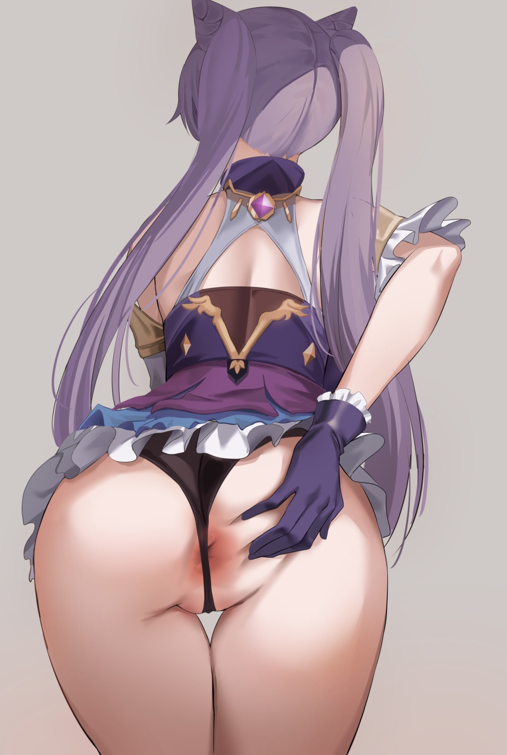 anus asian_clothes ass ass_grab cameltoe cubana genshin_impact keqing pantsu skirt_lift thong