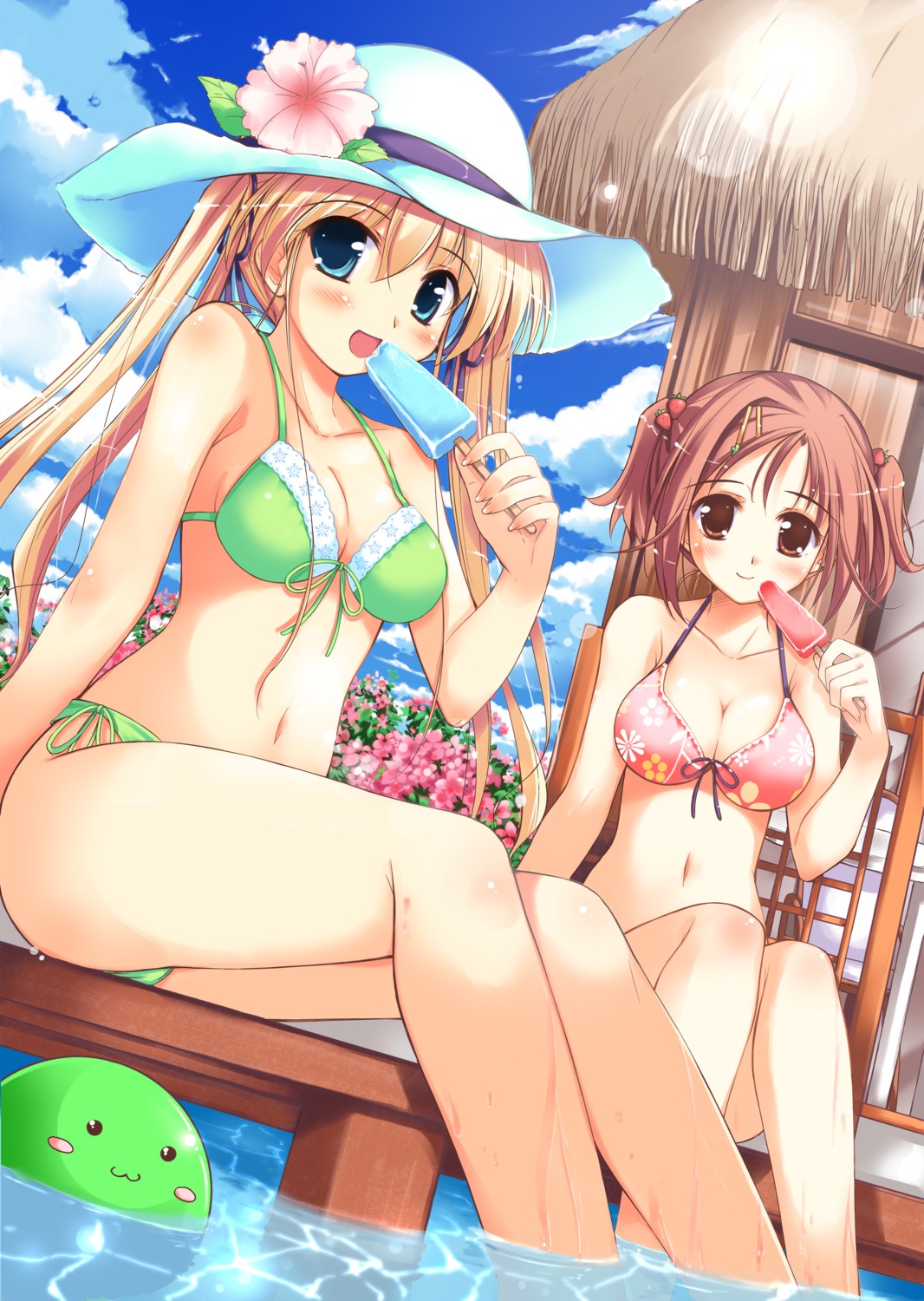 bikini cleavage happiness hiiragi_anri kamisaka_haruhi ko~cha swimsuits windmill