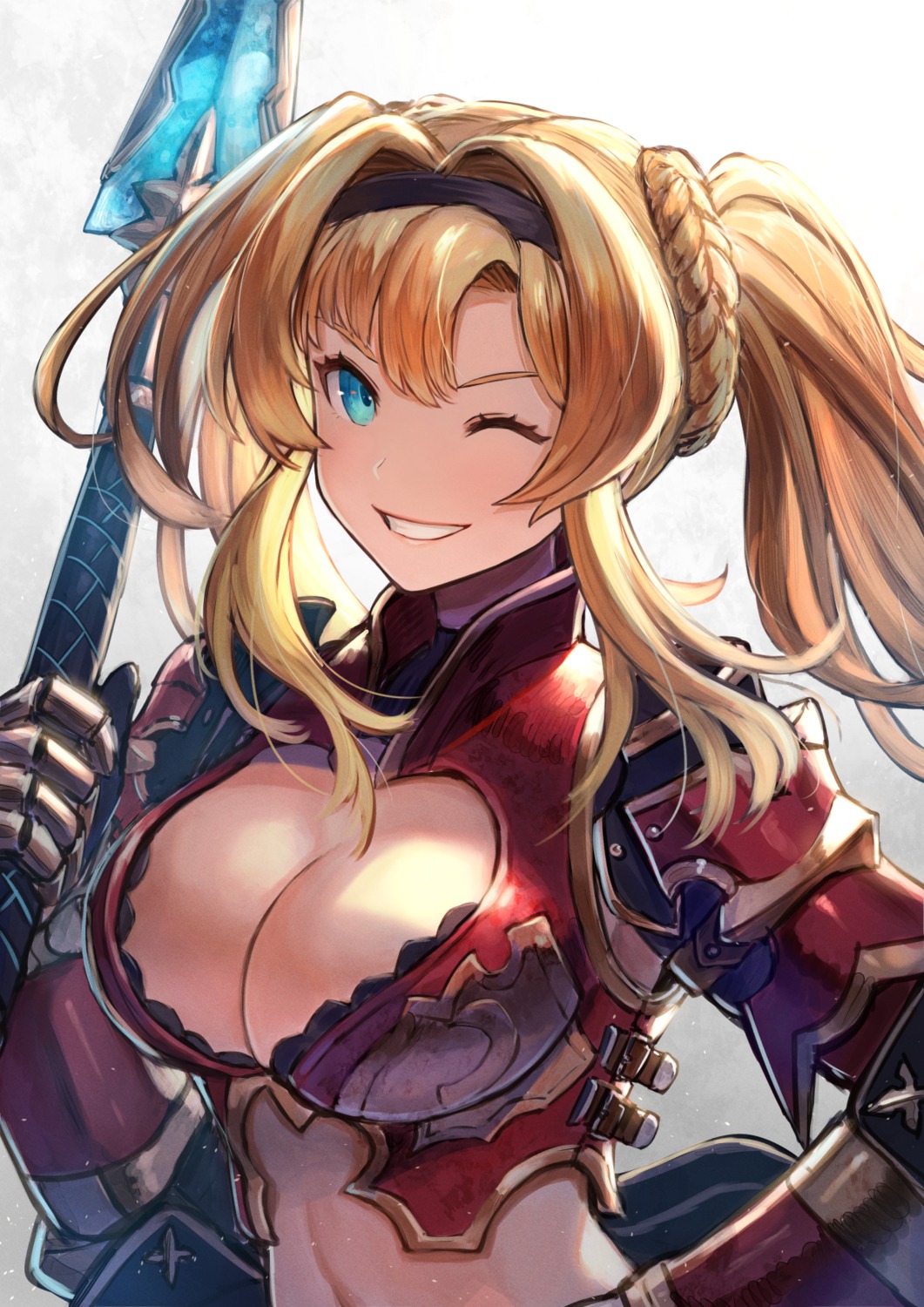 armor cleavage granblue_fantasy kuroi_susumu weapon zeta_(granblue_fantasy)