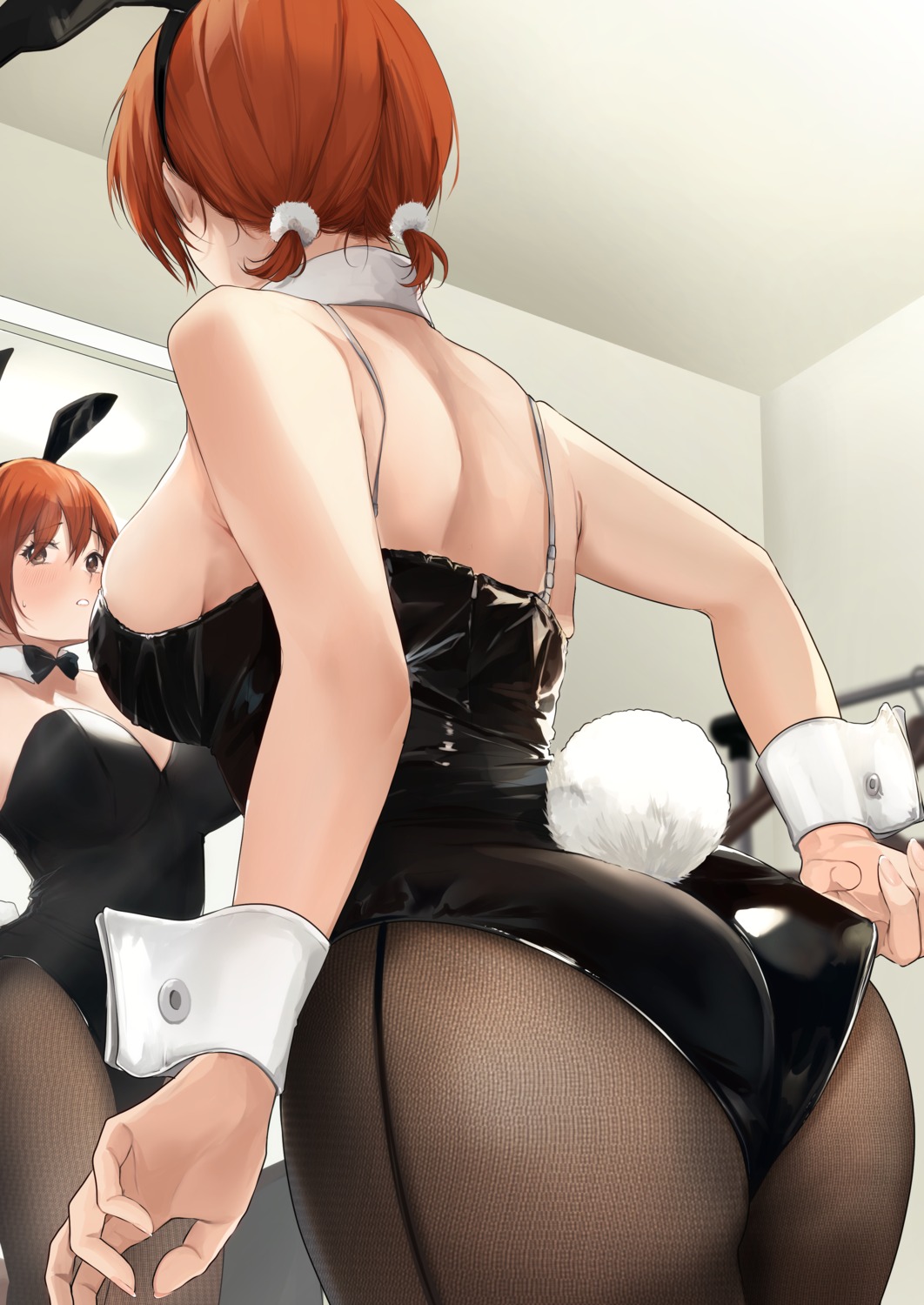 akito_(d30n26) animal_ears ass bunny_ears bunny_girl no_bra pantyhose tail