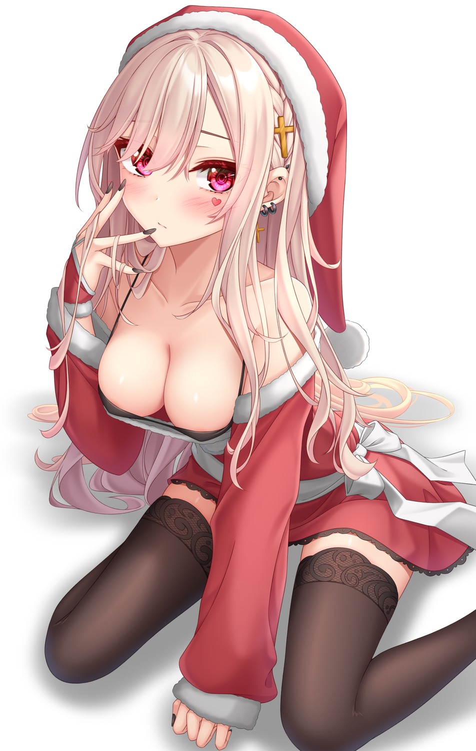 bra christmas dress tattoo thighhighs yoye_(pastel_white)