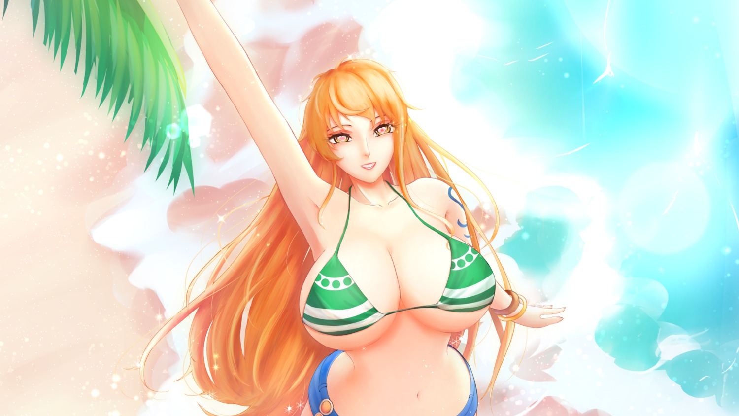 bikini_top edwardapcychu nami one_piece swimsuits tattoo wallpaper