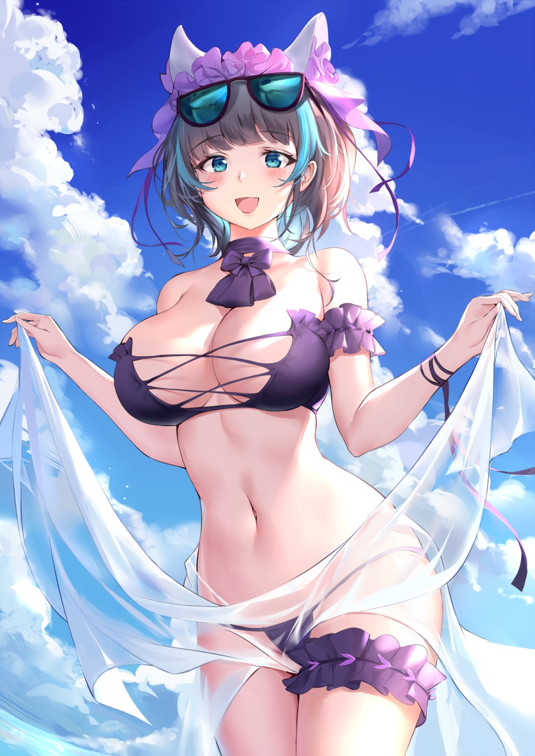 azur_lane bikini cheshire_(azur_lane) garter megane pdxen see_through swimsuits