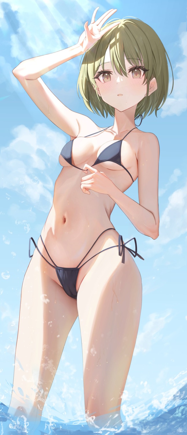 amrita_(amber78gou) bikini cameltoe nanakusa_nichika swimsuits the_idolm@ster the_idolm@ster_shiny_colors wet