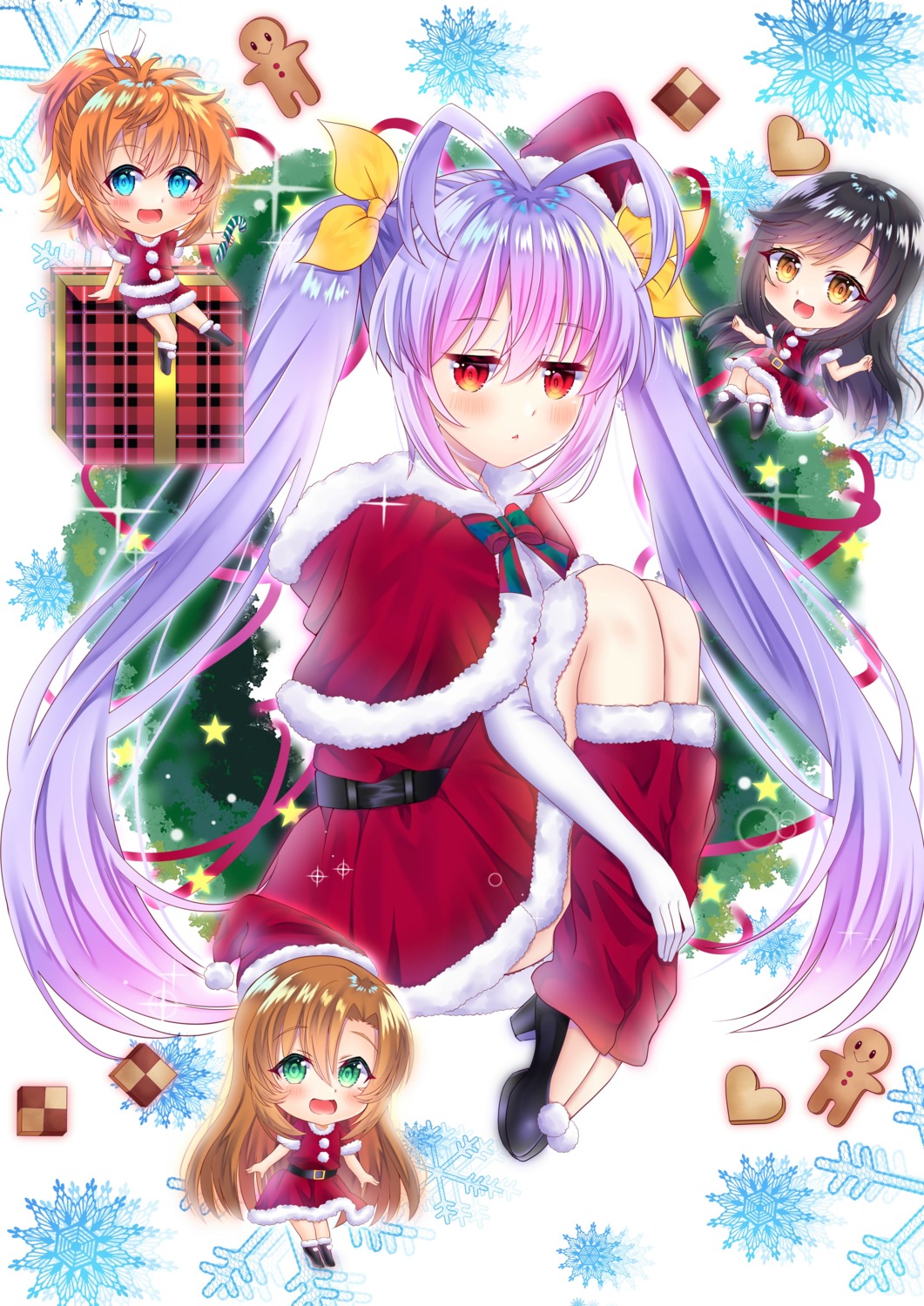 chibi christmas dress heels ichijou_hotaru koshigaya_komari koshigaya_natsumi miyauchi_renge mymerody4649 non_non_biyori skirt_lift