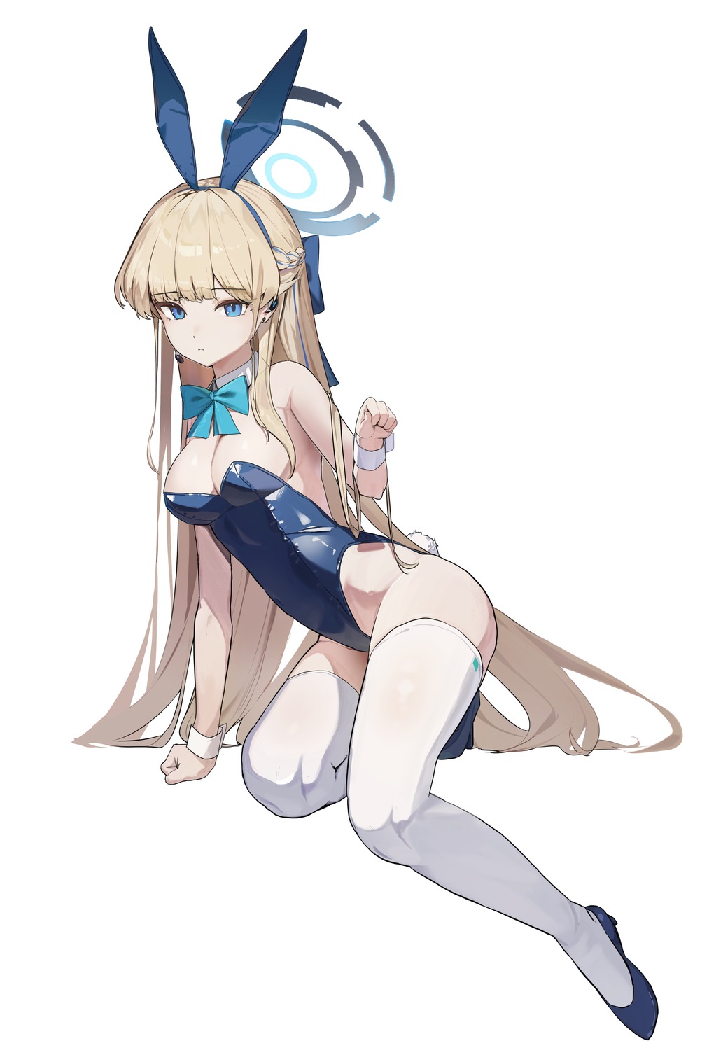 animal_ears asuma_toki blue_archive bunny_ears bunny_girl halo heels lovelyme no_bra tail thighhighs