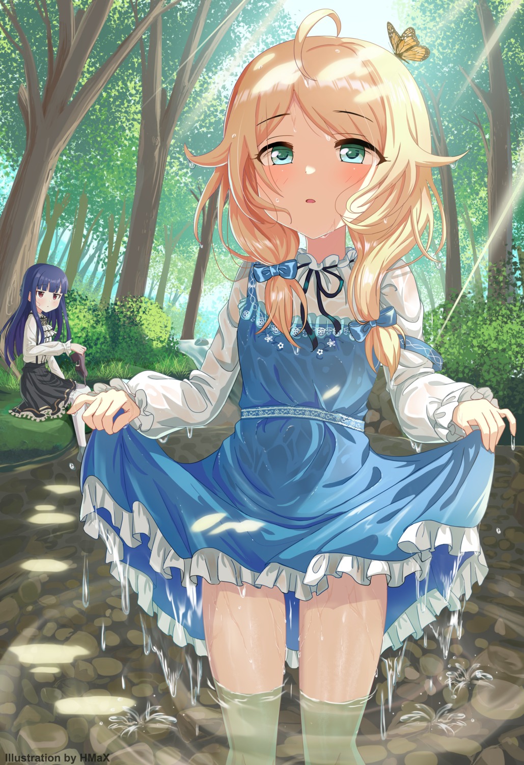 dress hmax loli sajou_yukimi see_through skirt_lift the_idolm@ster the_idolm@ster_cinderella_girls the_idolm@ster_cinderella_girls_u149 wet wet_clothes yusa_kozue