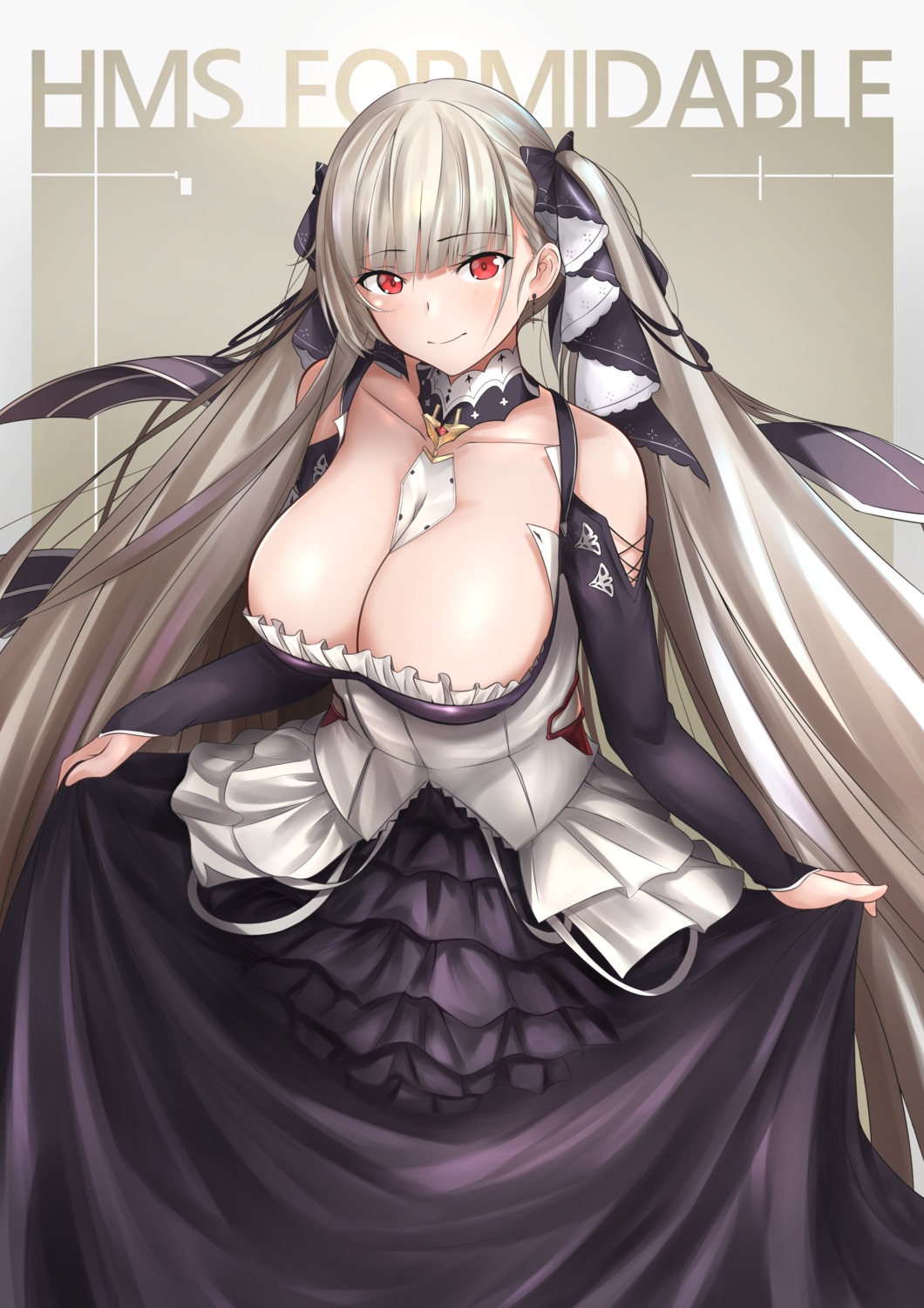 azur_lane cleavage formidable_(azur_lane) gothic_lolita lolita_fashion mr2d no_bra skirt_lift