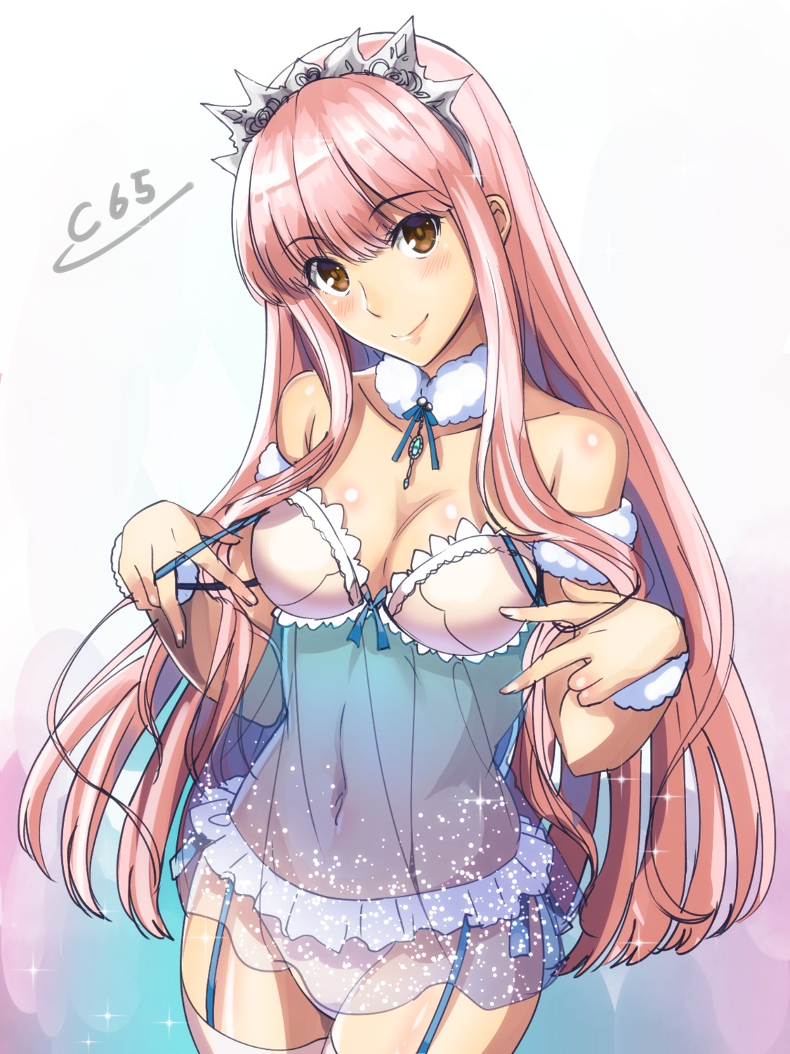 cleavage fate/grand_order lingerie medb_(fate/grand_order) pantsu see_through shimo_(s_kaminaka) stockings thighhighs